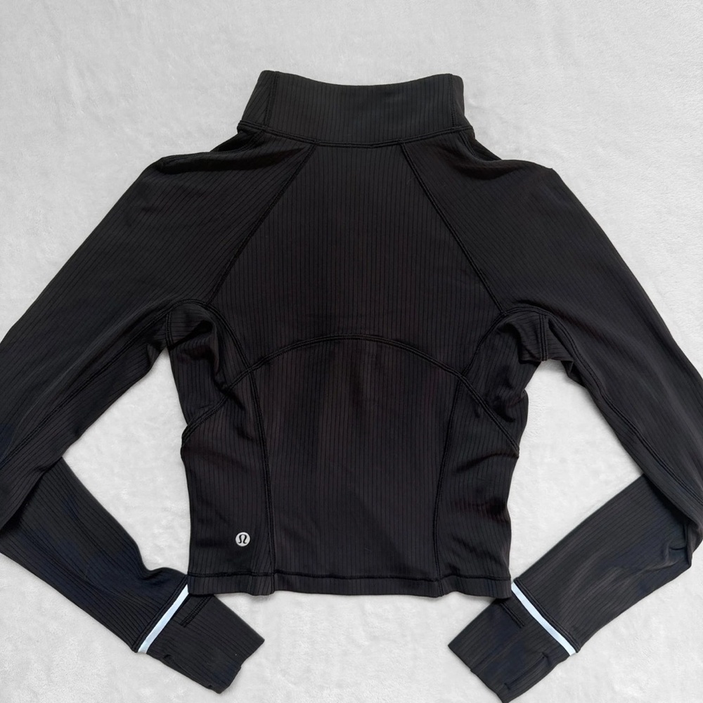NWT Lululemon It’s Rulu™ Run Ribbed Cropped Half-Zip – Black – Size 4 - Picture 3 of 10